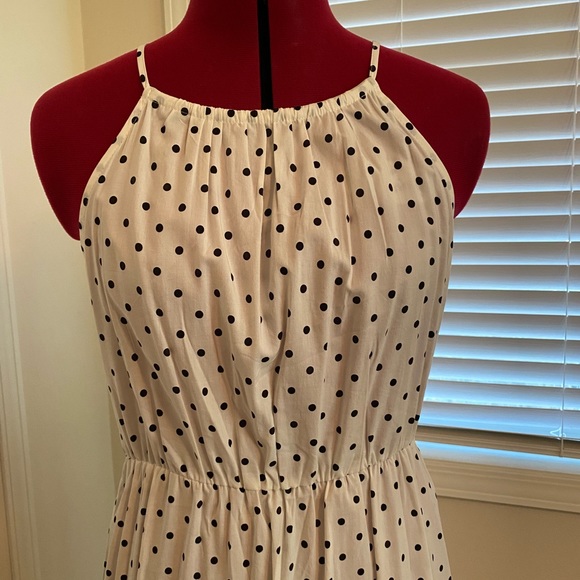 NWT Banana Republic Ivory Black Polka Dot Sleeveless Strap Dress Size Medium - Picture 2 of 8